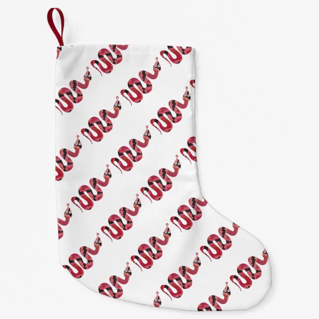 Petite Chaussette De Noël Silhouettes noires et rouges de serpent (Devant)