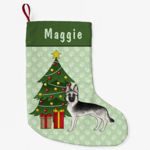 Petite Chaussette De Noël Silver Sable Allemand Berger vert arbre de Noël