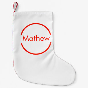 Petite Chaussette De Noël simple cercle rouge ajouter votre nom lettre texte