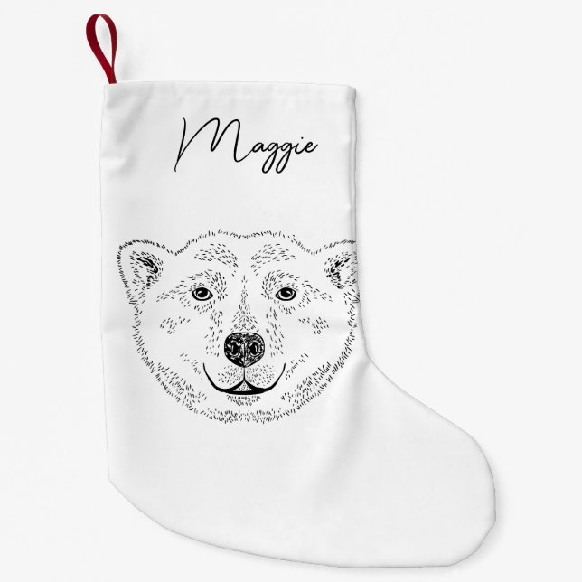 Petite Chaussette De Noël Simple Polaire Tête D'Ours Tête D'Art Croquis Avec (Devant)