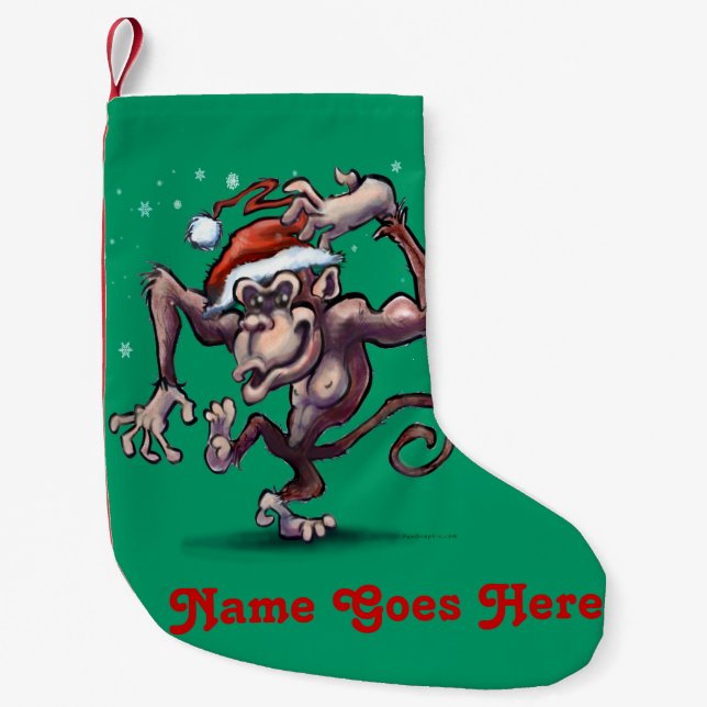 Petite Chaussette De Noël Singe de Noël (Devant)