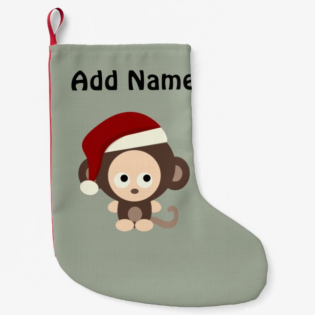 Petite Chaussette De Noël Singe de Noël mignon (Devant)