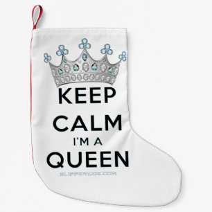 Petite Chaussette De Noël SlipperyJoe's Keep Calm Queen couronne joyaux a