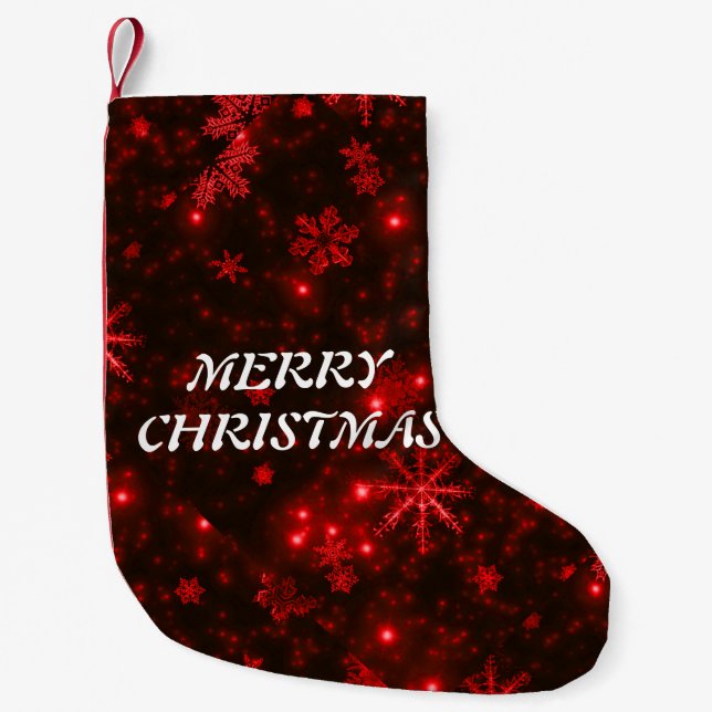 Petite Chaussette De Noël Snowflakes avec Arrière - plan rouge Xmas Stocker (Devant)