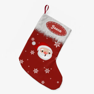 Petite Chaussette De Noël Snowflakes père Noël et Bas de Noël à la fourrure 