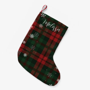 Petite Chaussette De Noël Snowflakes Plaid Fêtes de Noël Personnalisées