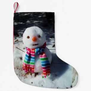 Petite Chaussette De Noël Snowman avec arc en ciel Scarf Snowman avec arc en