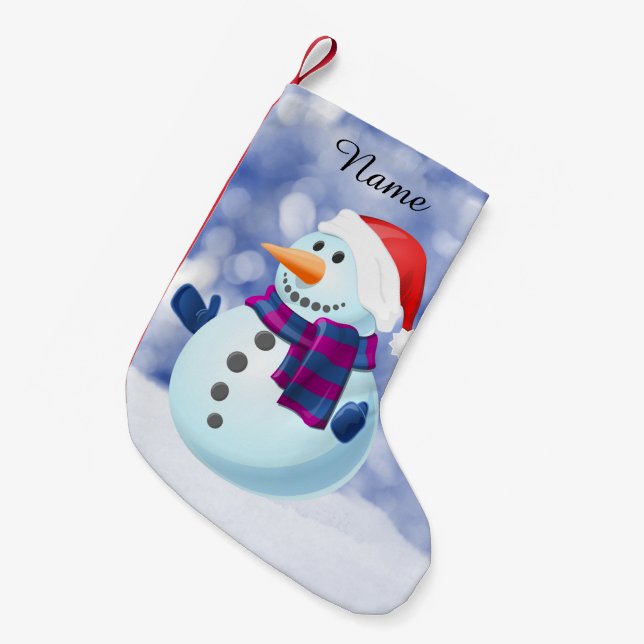 Petite Chaussette De Noël Snowman hiver Joyeux Noël neige (Devant (Accrochage))