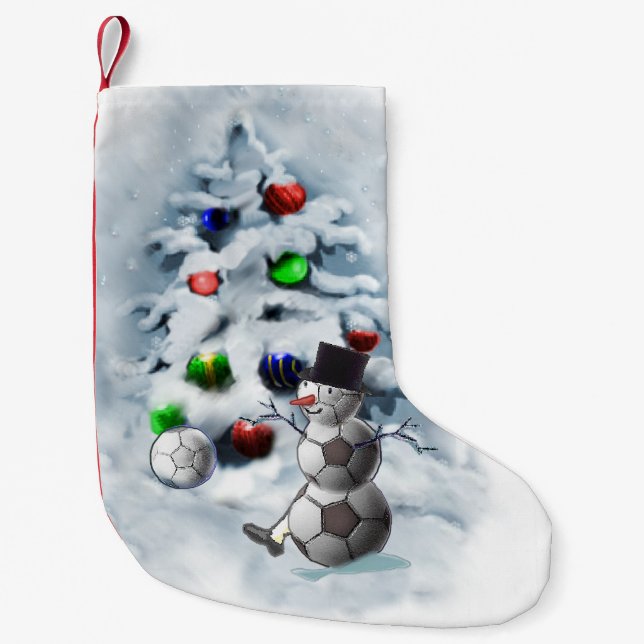 Petite Chaussette De Noël Soccer Ball Snowman Noël (Devant)