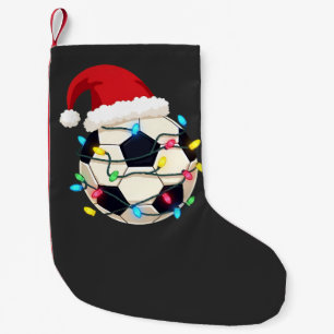 Petite Chaussette De Noël Soccer enveloppé dans les lumières de Noël Joueur 