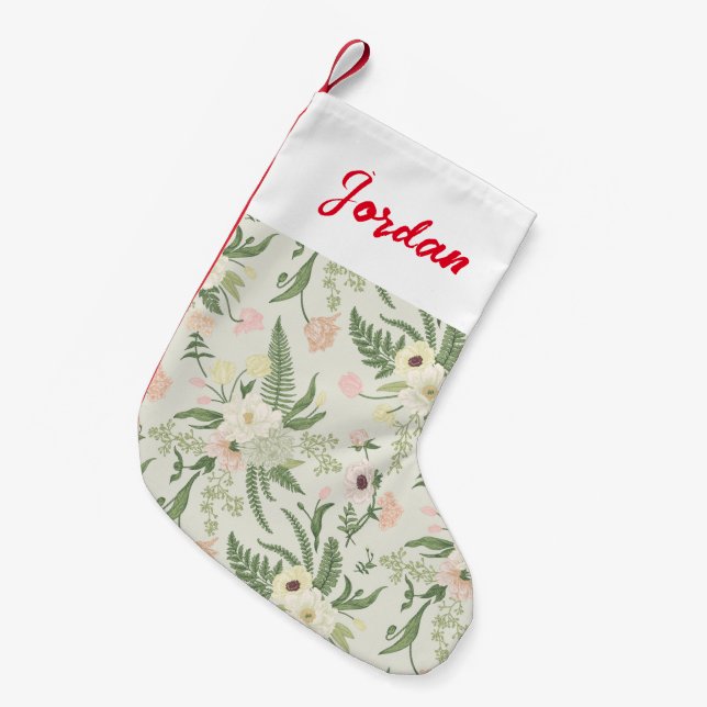 Petite Chaussette De Noël Soft Mint Green Garden Motif (Devant (Accrochage))