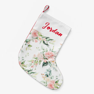 Petite Chaussette De Noël Soft Pastel Rose Rose Flower Motif