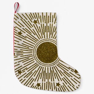 Petite Chaussette De Noël Soleil doré rayonnant, rayons vintages.