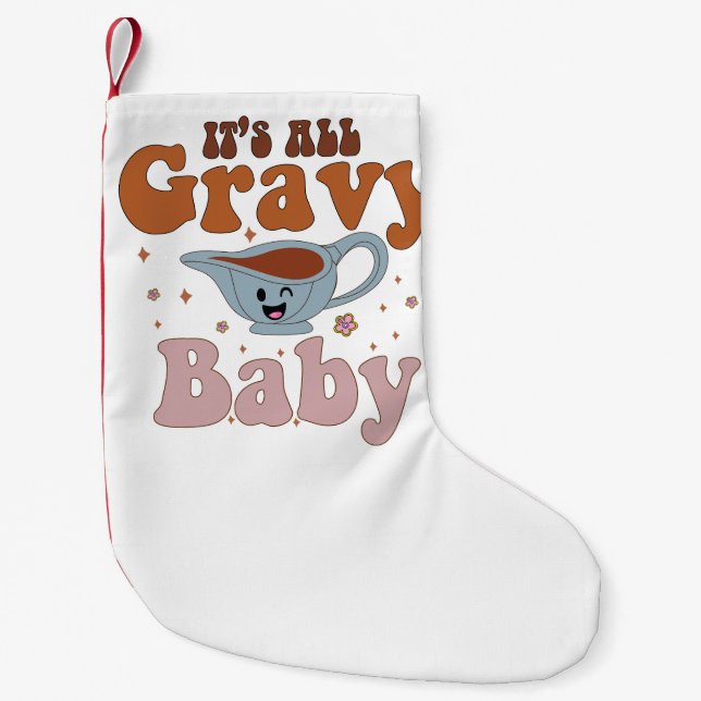 Petite Chaussette De Noël Son Dîner All Gravy Baby Retro Thanksgiving (Devant)