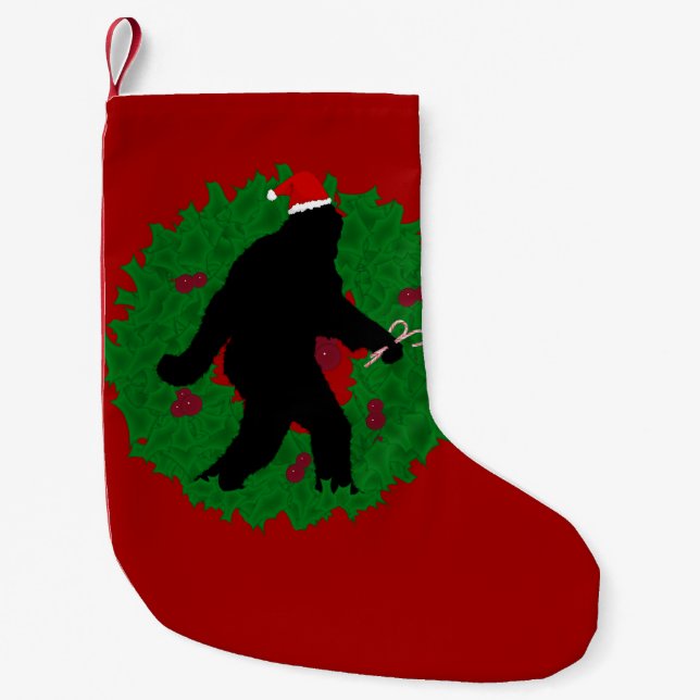 Petite Chaussette De Noël Squatchine de Noël avec couronne (Devant)