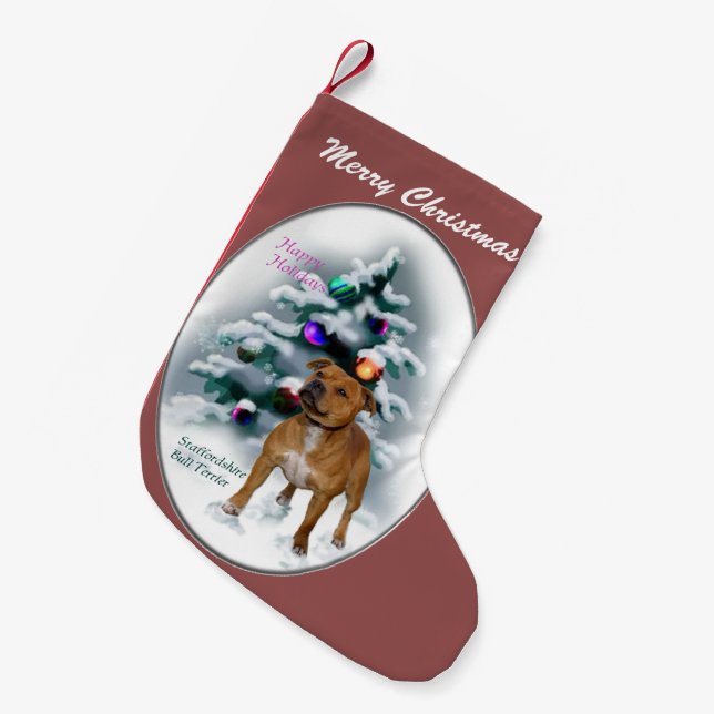 Petite Chaussette De Noël Staffordshire Bull Terrier Noël (Devant (Accrochage))