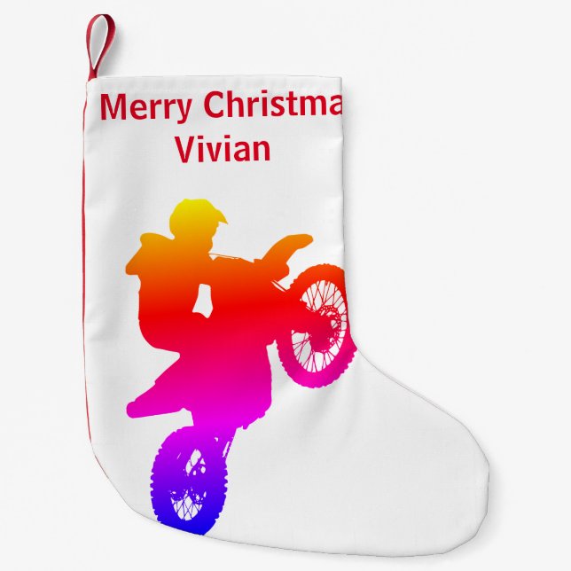 Petite Chaussette De Noël Stationnement de Noël de motocross (Devant)