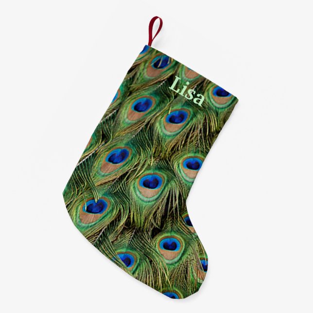 Petite Chaussette De Noël Stationnement de Noël de paon personnalisé (Devant (Accrochage))