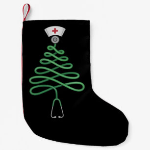 Petite Chaussette De Noël Stethoscope Sapin de Noël Infirmière Tenue de bloc