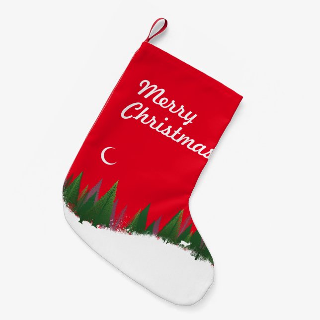 Petite Chaussette De Noël Stockage de la scène de Noël Woods (Devant (Accrochage))