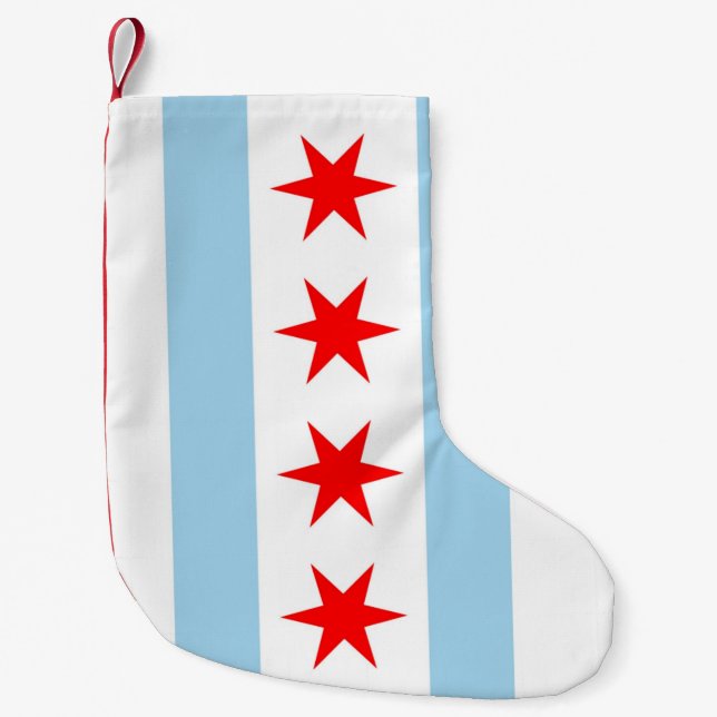 Petite Chaussette De Noël Stockage de Noël avec Drapeau de Chicago, USA (Devant)