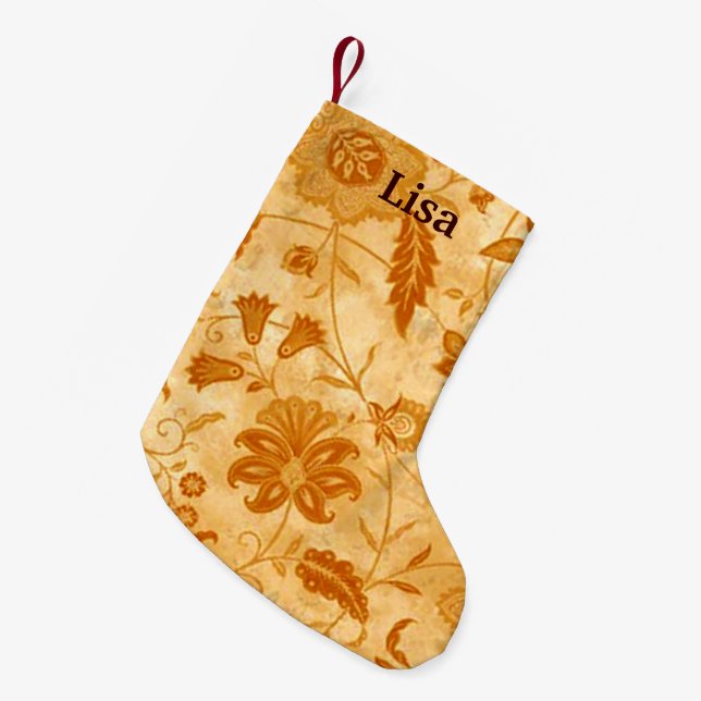 Petite Chaussette De Noël Stockage de Noël Floral personnalisé (Devant (Accrochage))