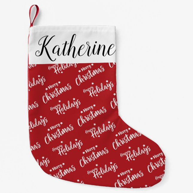 Petite Chaussette De Noël Stockage de Noël personnalisé Nom personnalisé (Devant)