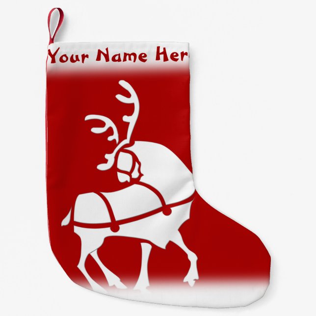 Petite Chaussette De Noël Stockage personnalisé des rennes de Noël (Devant)