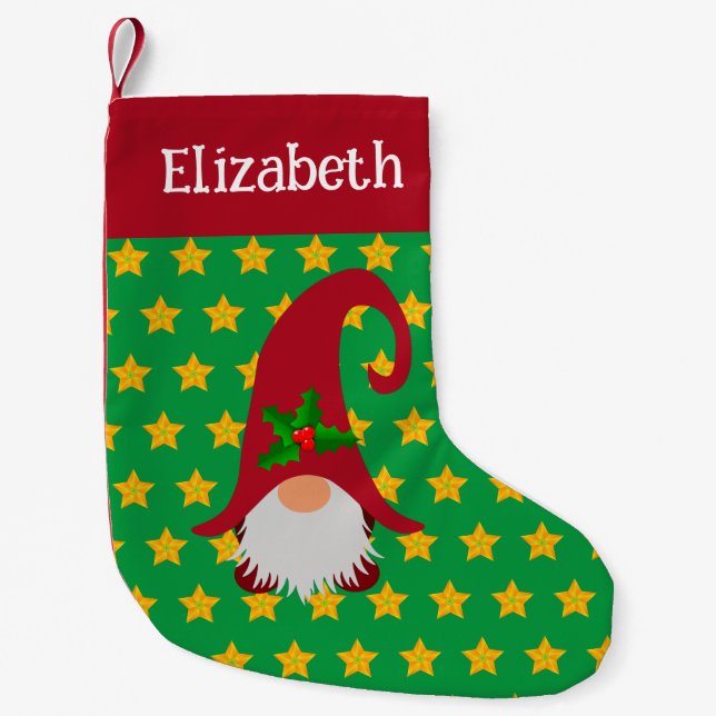 Petite Chaussette De Noël Stocker Customisé Gnome de Noël (Devant)