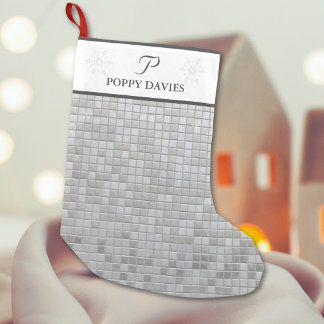 Petite Chaussette De Noël Stocker personnalisé élégant en argent