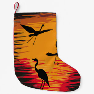 Petite Chaussette De Noël Stores Coucher de soleil Silhouette : Arrière-plan