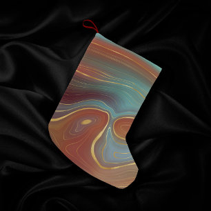 Petite Chaussette De Noël Strata automne Terra Cotta Turquoise et Gold Aga