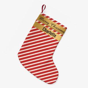 Petite Chaussette De Noël STRIPE Red Christmas Stocker OR DOUBLE SiDED