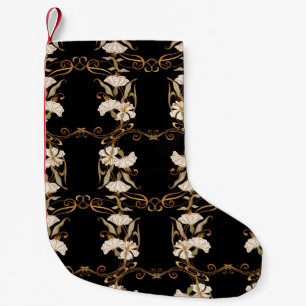 Petite Chaussette De Noël Style Art Nouveau : Vintage or-noir.