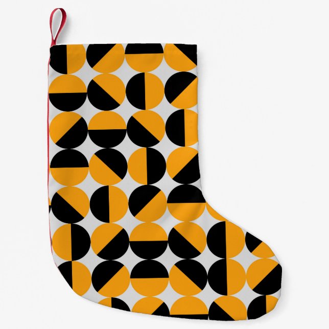 Petite Chaussette De Noël Style seventies, demi-cercles géométriques. (Devant)