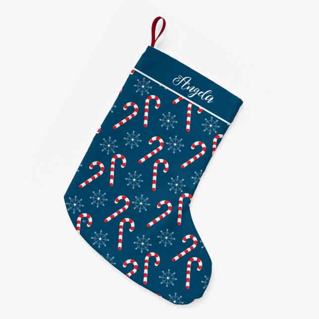 Petite Chaussette De Noël Sucre de canne Snowflake Océan Bleu Noël Stocker (Devant (Accrochage))