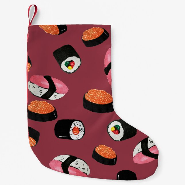 Petite Chaussette De Noël Sushi Onigiri Rolls : Illustration transparente (Devant)