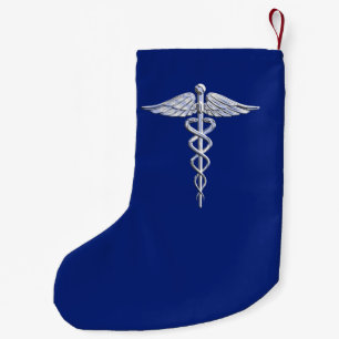 Petite Chaussette De Noël Symbole Médicale de caducée argenté de chrome s