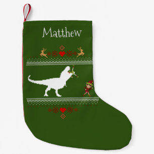 Petite Chaussette De Noël T-Rex d'elfe drôle de pull de Noël laid