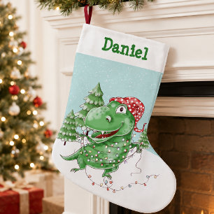 Petite Chaussette De Noël T Rex Dinosaure Ridicule avec Nom Noël