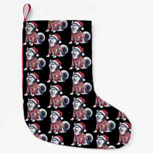 Petite Chaussette De Noël T-shirt Ugly Dog Husky Sibérien Chapeau de Santa N