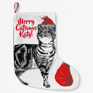 Petite Chaussette De Noël Tabby Chat Merry Catsmus Aqua Noël Stocker