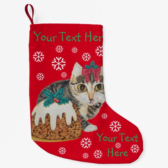 Petite Chaussette De Noël tabby gris chaton mignon lécher patte noël (Devant)
