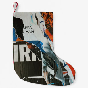 Petite Chaussette De Noël Tableau abstrait noir blanc et orange