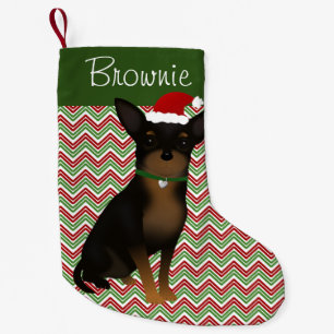 Petite Chaussette De Noël Tan et Chihuahua noir personnalisé