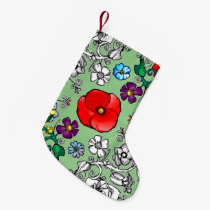 Petite Chaussette De Noël Tapis de fleurs au coquelicot