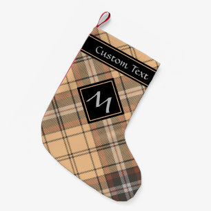 Petite Chaussette De Noël Tartan beige et Brown