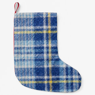 Petite Chaussette De Noël Tartan bleu et jaune ou arrière - plan plaid pour 