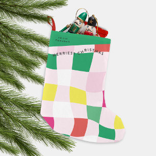 Petite Chaussette De Noël Tartan moderne coloré Plaid Noël
