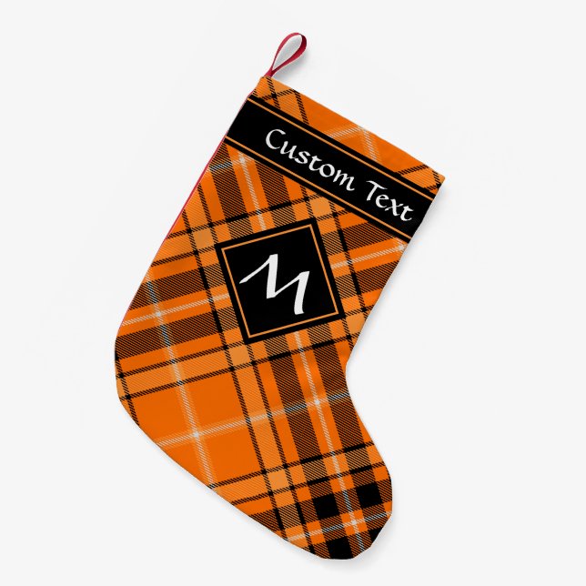 Petite Chaussette De Noël Tartan orange d'Halloween (Devant (Accrochage))